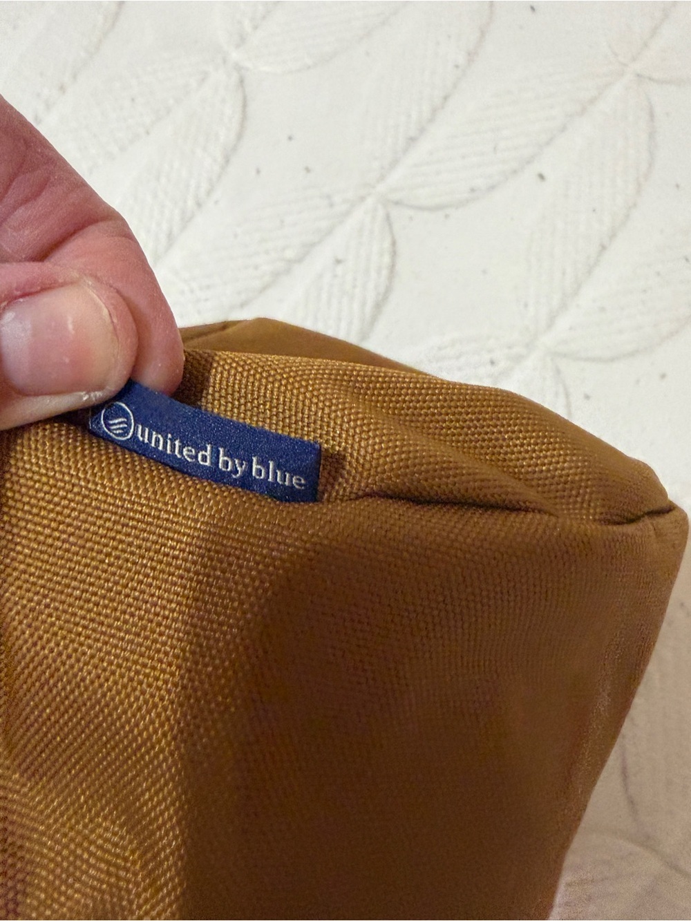 United By Blue Men's Round Utility Pouch in Mustard w  blue trim. - Picture 4 of 11